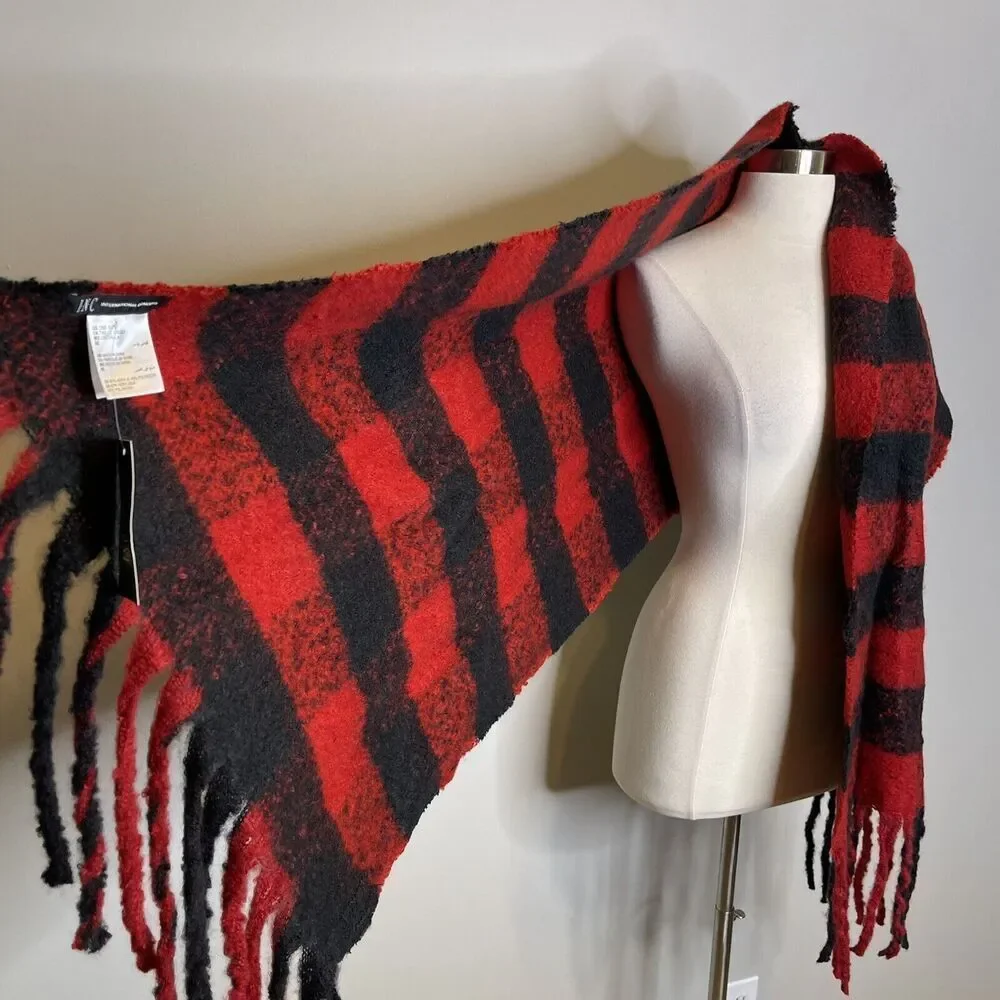 NEW INC International Concepts Buffalo Check Blanket Scarf OS One Size Plaid Red